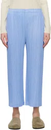 Issey Miyake Womens Blue Gray Mellow Pleats Crop-leg Knitted Trousers In Blue