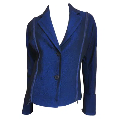 Pre-owned Issey Miyake Blue Wool Jacket With Zipper Parachute Panels