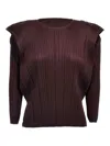 Issey Miyake Brown Pleated Blouse In Brown