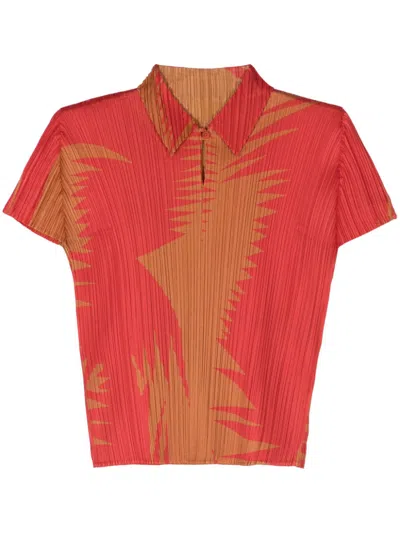 ISSEY MIYAKE RED PIQUANT PLEATED TOP