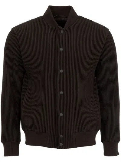 Issey Miyake Brown Kersey Pleats Bomber Jacket In 44-brown