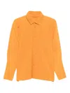 Issey Miyake Long Sleeve Ribbed Shirt Side Slits In Orange