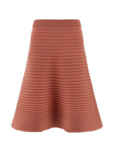 Issey Miyake A-line Knit Skirt Elastic Waistband In Brown