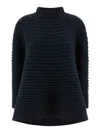 Issey Miyake Long Sleeve High Neck Flared Hem Top In Multi