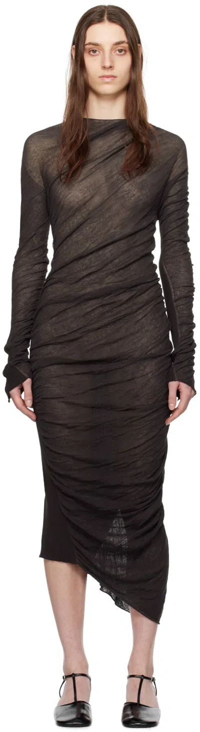 Issey Miyake Brown Ambiguous Midi Dress In 45-dark Brown