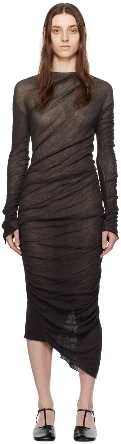 Issey Miyake Brown Ambiguous Midi Dress In 45 Dark Brown