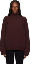 Issey Miyake Backpack Turtleneck Sweater In Brown