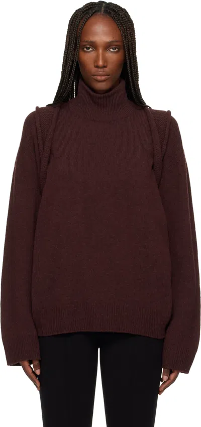 Issey Miyake Backpack Turtleneck Sweater In Brown