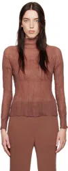 Issey Miyake Brown Chiffon Twist 2 Turtleneck In 48 Leaves Brown