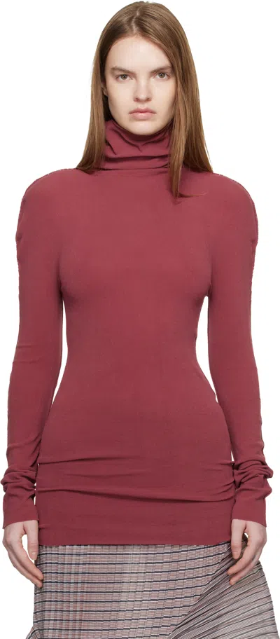Issey Miyake Brown December Cotton Baguette Turtleneck In Burgundy