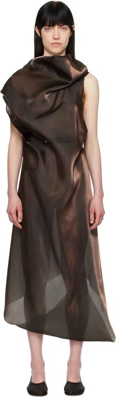 Issey Miyake Brown Eau Maxi Dress In 89 Nasu Brown