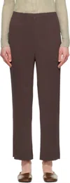 Issey Miyake Hatching Pleated Pants In 89 Nasu Brown