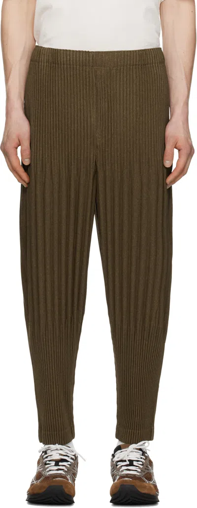 Issey Miyake Brown Heather Pleats Trousers In 44-brown