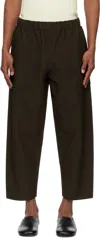 ISSEY MIYAKE BROWN INLAID KNIT SWEATPANTS