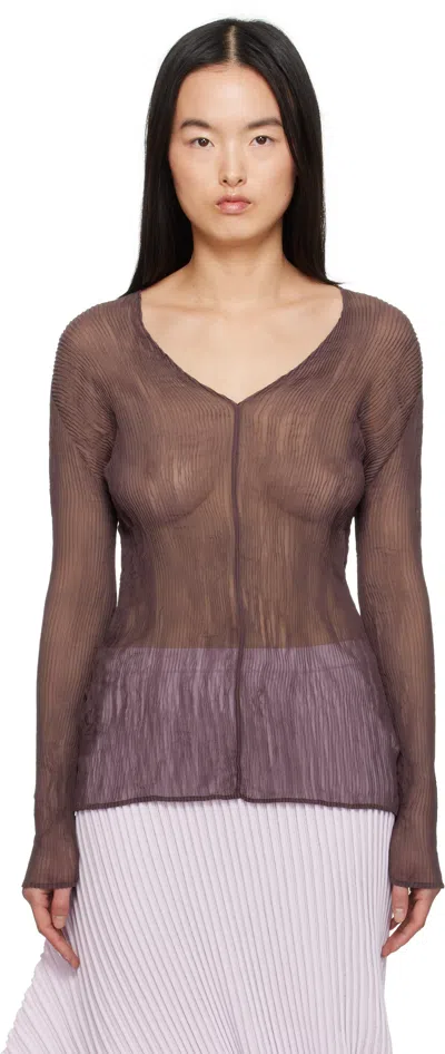 Issey Miyake Brown January Chiffon Twist 1 Top In 89 Nasu Brown