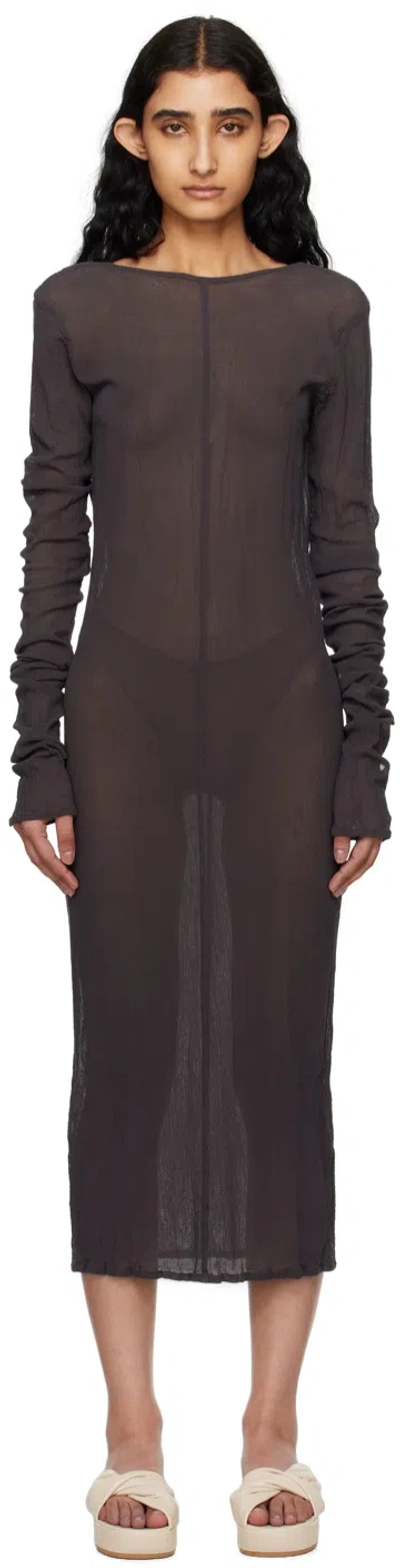 Issey Miyake Brown Karami Midi Dress In 45 Dark Brown
