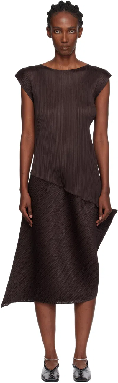 Issey Miyake Brown Leap Midi Dress