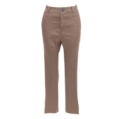 Pre-owned Issey Miyake Brown Linen Blend High Waist Pants Jp1 S
