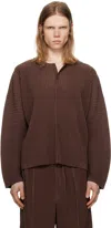 Issey Miyake Brown Monthly Color February Henley In 45-chocolate Brown