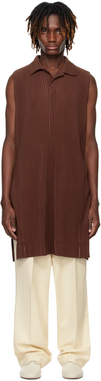 Issey Miyake Brown Monthly Color February Polo In 45-chocolate Brown