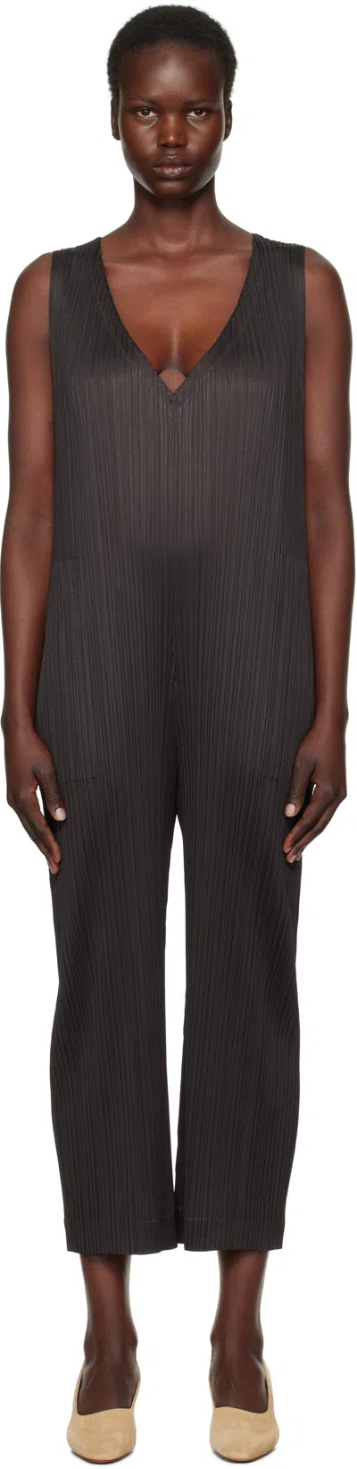 Issey Miyake Brown Monthly Colors December Jumpsuit In 48 Black Brown