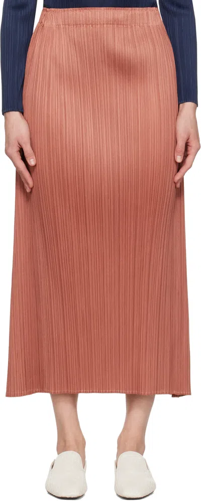Issey Miyake Brown Monthly Colours December Maxi Skirt In 46 Copper Brown