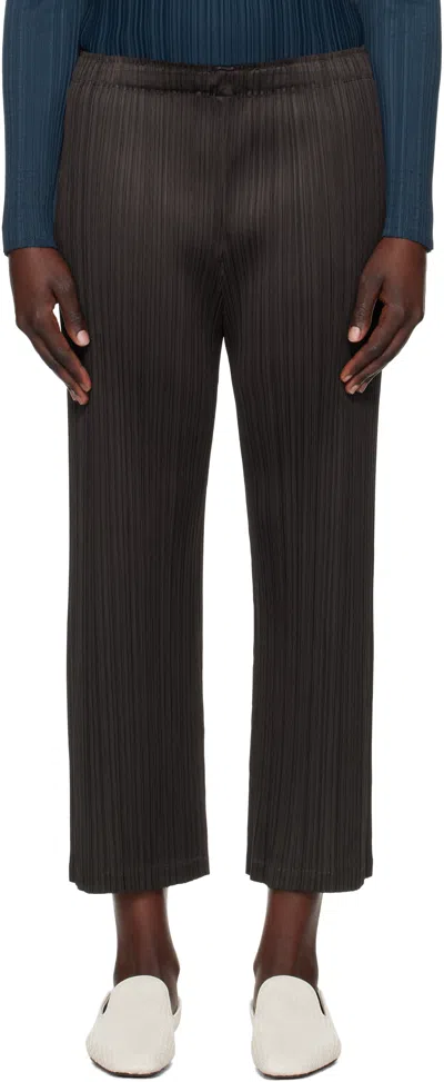 Issey Miyake Brown Monthly Colors December Trousers In 48 Black Brown