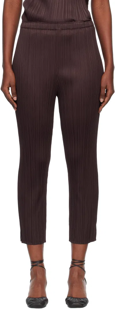 Issey Miyake Brown Monthly Colors July Trousers In Burgundy
