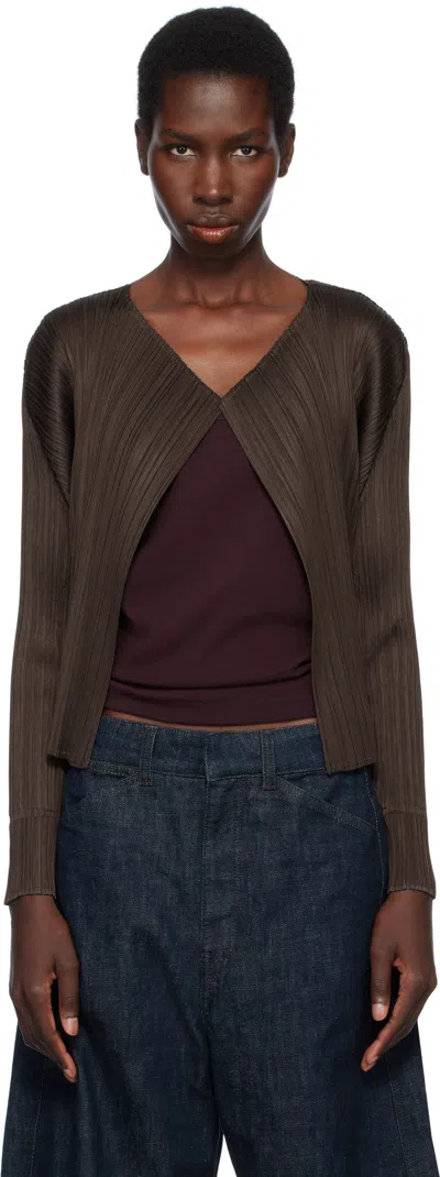 Issey Miyake Brown Monthly Colors March Cardigan In 45 Dark Brown