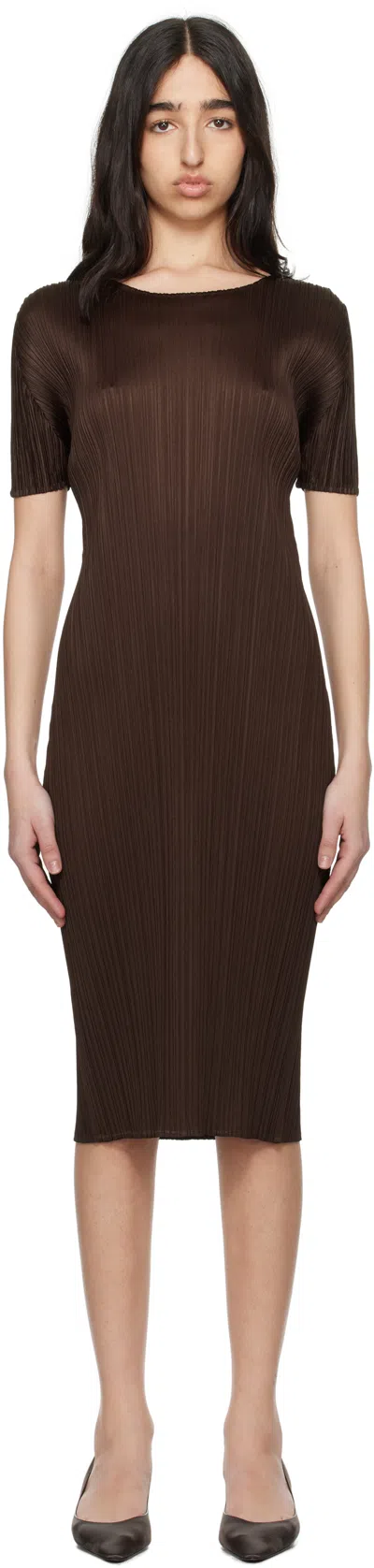 Issey Miyake Brown Monthly Colors March Midi Dress