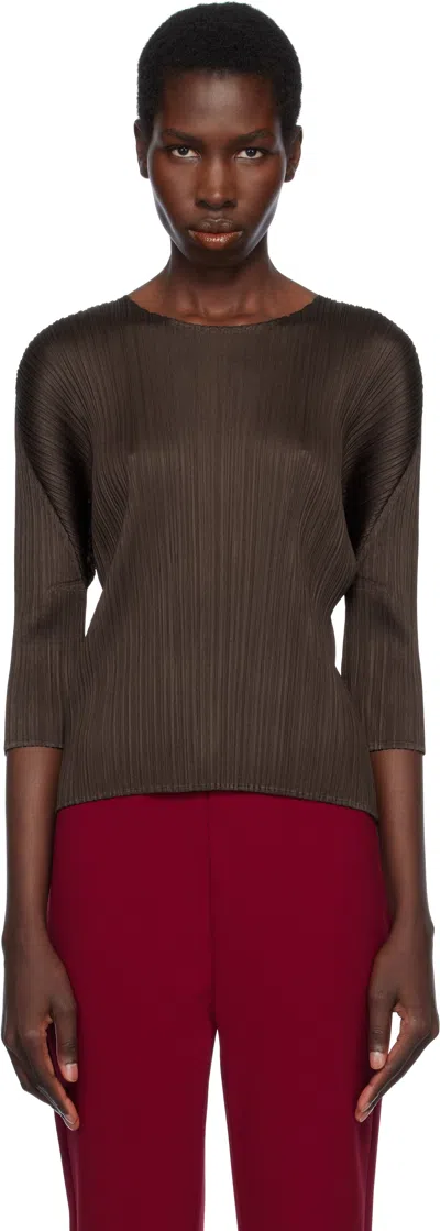 Issey Miyake Brown Monthly Colors March Top In 45 Dark Brown