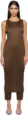 Issey Miyake Brown New Colorful Basics 4 Maxi Dress In 44 Brown