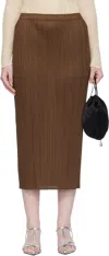 Issey Miyake Brown New Colorful Basics 4 Midi Skirt In Brown