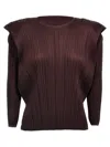 Issey Miyake Brown Pleated Blouse In Brown