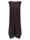 Issey Miyake July Midi Dress Round Neckline In Brown