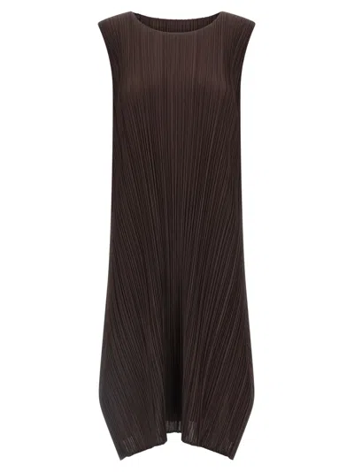 ISSEY MIYAKE BROWN PLEATED DRESS