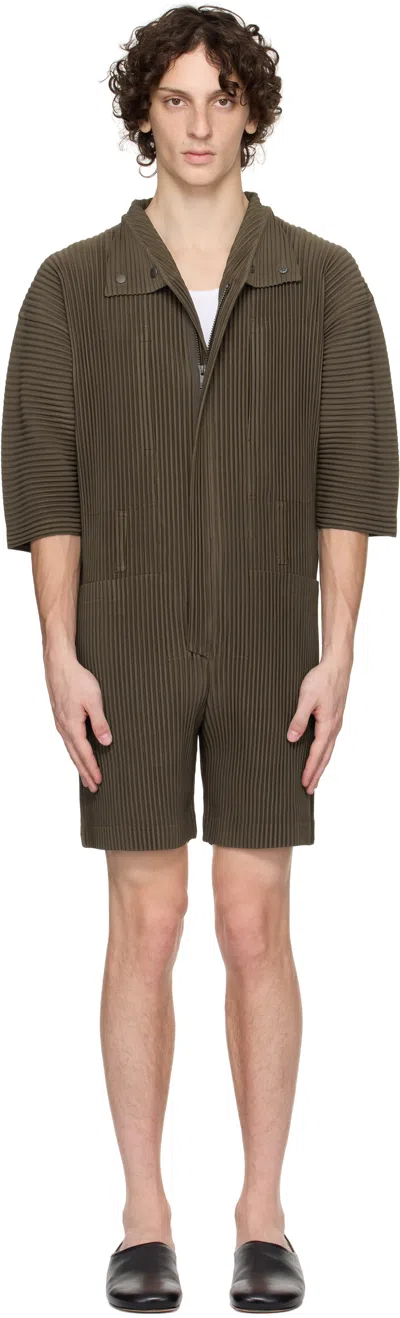 Issey Miyake Brown Pleats Bottoms 3 Jumpsuit