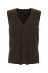 Issey Miyake Textured Pleated Ribbed Sleeveless V-neck Vest