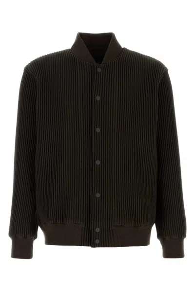 ISSEY MIYAKE BROWN RIBBED BOMBER JACKET