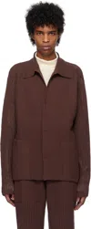 Issey Miyake Rustic Knit Cardigan In 44-brown