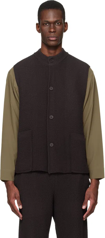 Issey Miyake Brown Rustic Knit Vest