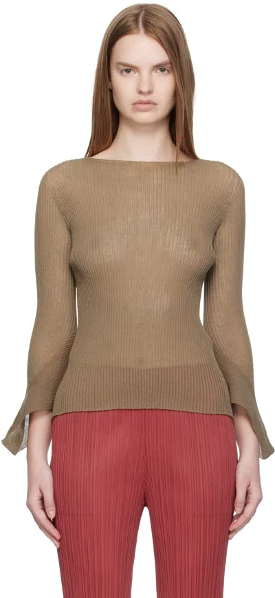 Issey Miyake Brown Spikelet Knit Sweater