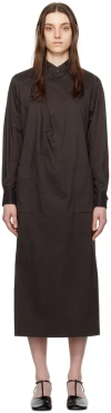 Issey Miyake Brown Strap Midi Dress In 45 Dark Brown
