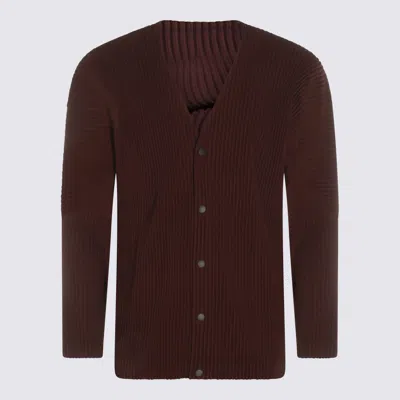 Issey Miyake Brown Top In Burgundy