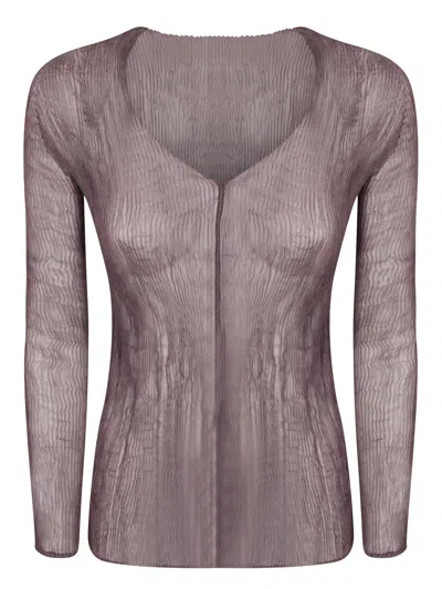 Issey Miyake Brown Twist Chiffon Top