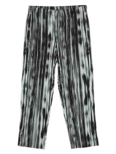 Issey Miyake Ns Black Brushstroke Stripe Straight-leg Pleats Knitted Trousers