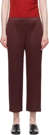 Issey Miyake Elastic Waist Casual Pants In Burgundy