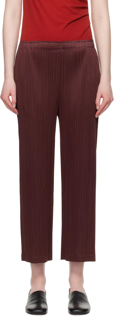Issey Miyake Elastic Waist Casual Pants In Burgundy