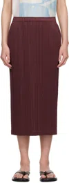 Issey Miyake Burgundy May Loop Bottoms Midi Skirt In Brown