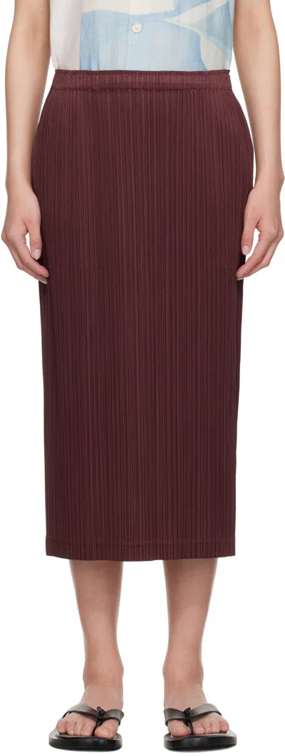 Issey Miyake Burgundy May Loop Bottoms Midi Skirt In Brown